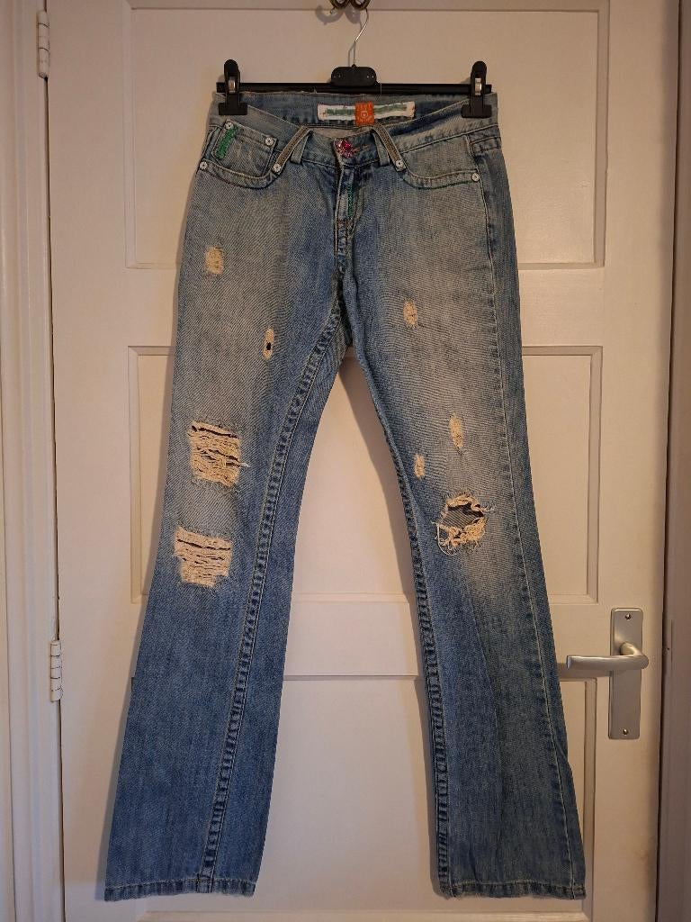 Dept jeans blue label met strass sluiting maat 27, Anneonline, Steenbergen, Blauw, Shop@wesell4u.nl