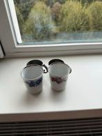 Espresso kopjes in tinnen houders, Antiek en Kunst, Antiek | Schalen, Ophalen of Verzenden