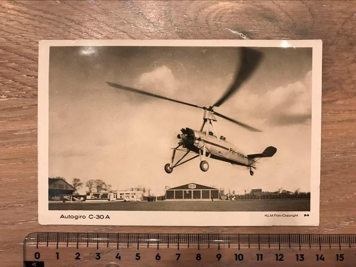 Cierva Autogiro C30A PH-HHH Ned. Helikopter kaart Luchtvaart, Verzamelen, Luchtvaart en Vliegtuigspotten, Zo goed als nieuw, Kaart, Foto of Prent