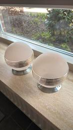 2 Art Deco plafondlamp roze Opaline. Vintage., Ophalen of Verzenden