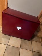 Donkerrode klepkist voor speelgoed/laarzen - Buinerveen, Huis en Inrichting, Woonaccessoires | Kisten, Ophalen, Gebruikt, Overige houtsoorten