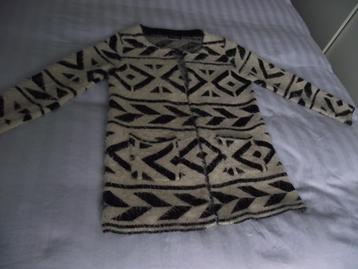 zwart wit print wollen vest 75 cm Bekka jasje S/M maat 36-38 beschikbaar voor biedingen