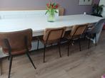 Eetkamertafel 312x100cm, stoelen en klepbank, Ophalen, Gebruikt, Eikenhout, 200 cm of meer