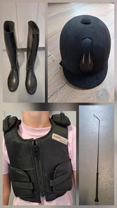 Start set paardrijden: laarzen, cap, bodyprotector, zweepje, Dieren en Toebehoren, Paardrijkleding, Zo goed als nieuw, Cap, Ophalen of Verzenden