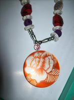 Ketting Schakels Stenen Kralen Mooie Roos Hanger, Overige kleuren, Verzenden, Nieuw, Met edelsteen