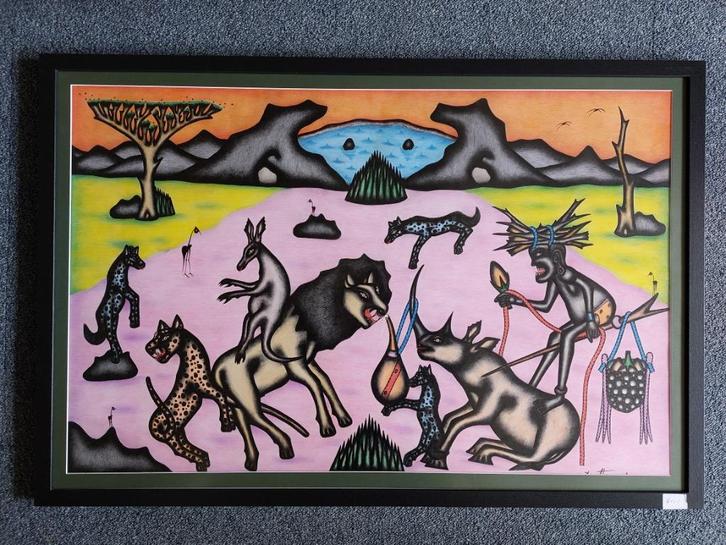 Tekening Kivuthi Mbuno, Antiek en Kunst, Kunst | Niet-Westerse kunst, Ophalen