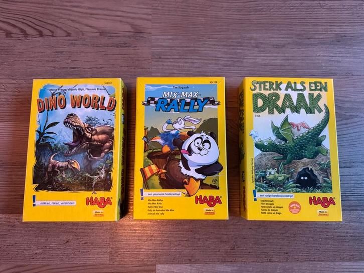 HABA - Dino World, Mix Max Rally, & Sterk als een Draak, Hobby en Vrije tijd, Gezelschapsspellen | Bordspellen, Zo goed als nieuw
