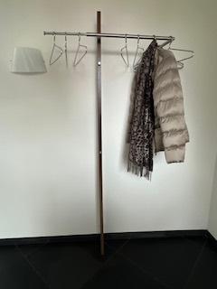 Kapstok, Wandgaderobe MISTER T2 RVS & Wengehout, Huis en Inrichting, Woonaccessoires | Kapstokken, Zo goed als nieuw, Wandkapstok