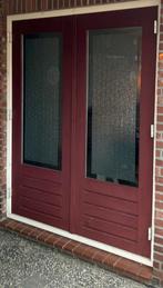 2 delige voordeur + kozijn-dubbele tuindeur hout enkel glas, Ophalen, Gebruikt, 80 tot 100 cm, Buitendeur