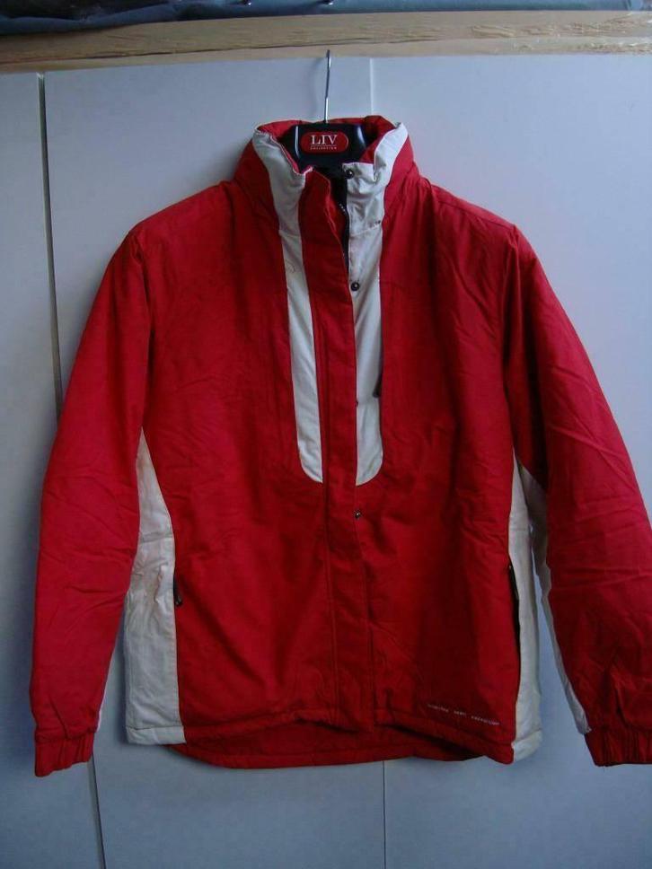 Ski jack rood met ecru zgan, Kleding | Dames, Wintersportkleding, Zo goed als nieuw, Jack, Maat 38/40 (M), Ophalen of Verzenden