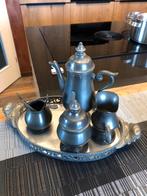 Antiek Tinnen Koffie- en Theeservies op Dienblad, Ophalen of Verzenden