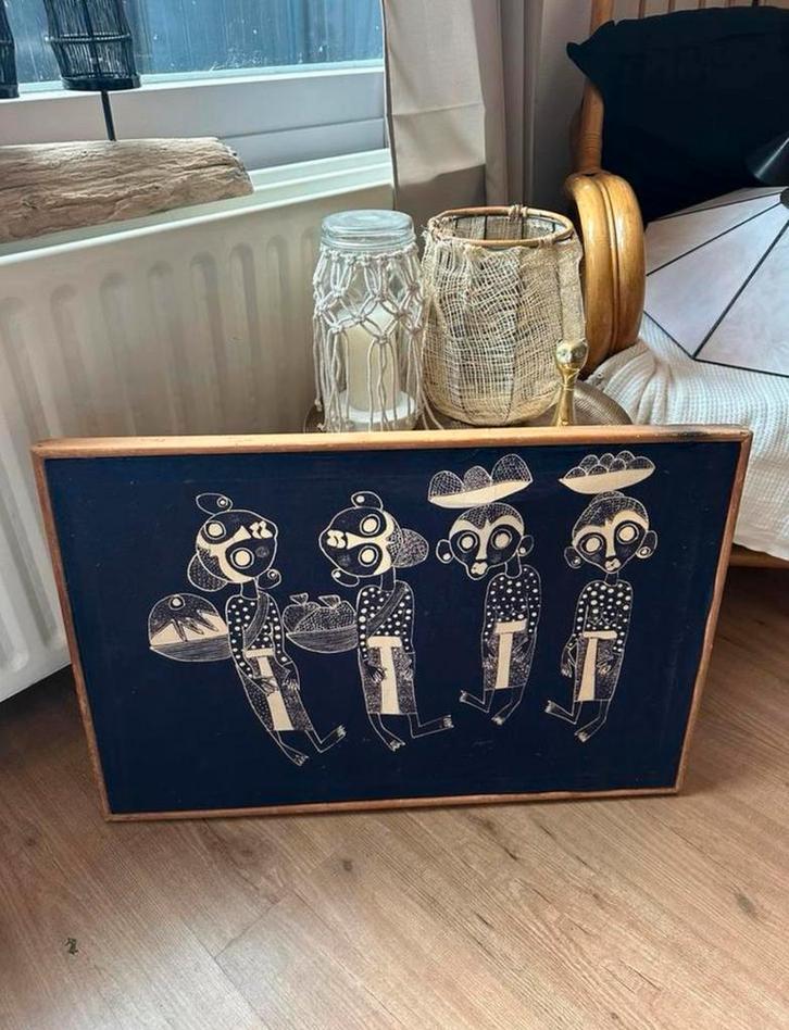 Traditionele Javaanse Batik - Markt Scene, Antiek en Kunst, Kunst | Niet-Westerse kunst, Ophalen of Verzenden