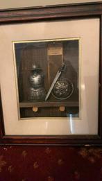 Schilderij met harnas etc men cave brocante, Ophalen of Verzenden