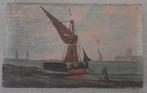 Gesigneerd Dujardin. 19e eeuw. Zeilboot. Olieverf op paneel., Antiek en Kunst, Kunst | Schilderijen | Klassiek, Ophalen of Verzenden