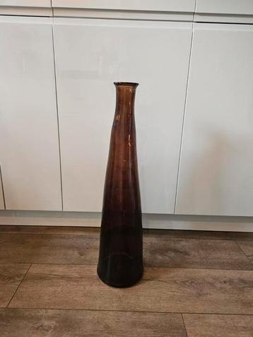 Grote glazen vaas 80cm hoog bruin beschikbaar voor biedingen