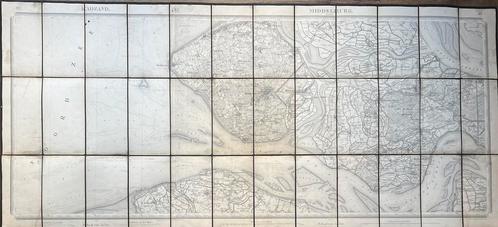 topografische kaart 1864 Middelburg Walcheren Zeeland, Boeken, Atlassen en Landkaarten, Zo goed als nieuw, Landkaart, Nederland