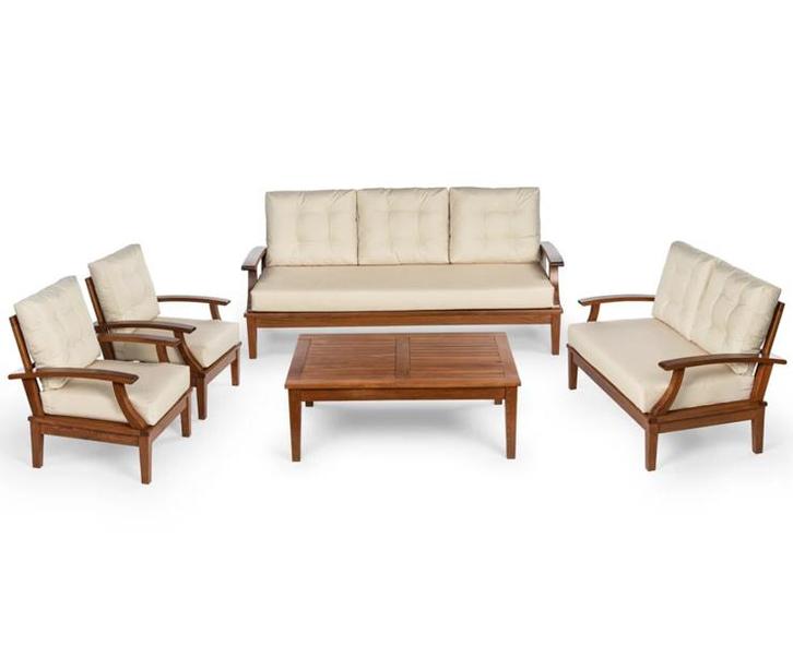 Tuin Loungeset Ani 7-persoons haagbeukenhout, Tuin en Terras, Tuinmeubel-accessoires, Ophalen
