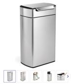 Simplehuman - rectangular touch afvalbak (nieuw), Met pedaal, 50 tot 75 cm, Nieuw, 40 liter of meer