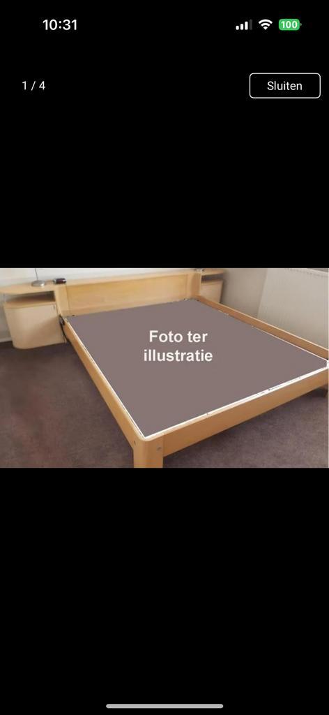 2 persoons Auping Auronde type 1000, Huis en Inrichting, Slaapkamer | Bedden, Gebruikt, Tweepersoons, 180 cm, 200 cm, Hout, Bruin