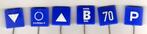 6 speldjes VERKEERSBORDEN BLAUW (A9), Verzenden, Gebruikt, Overige onderwerpen
