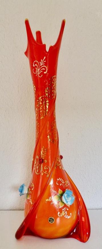 Vintage Cristalleria Fratelli Betti Vaas Empoli Oranje. beschikbaar voor biedingen