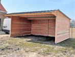 Schuilstal 4x6m + luifel in massief Douglashout, Weidegang, 2 of 3 paarden of pony's