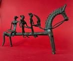Bronzen paard met drie figuren, Ophalen of Verzenden, Brons