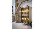 Nieuwe Vitrine kast Ridgefield H&H, Onyx of naturel,, Ophalen, 100 tot 150 cm, 200 cm of meer, Nieuw