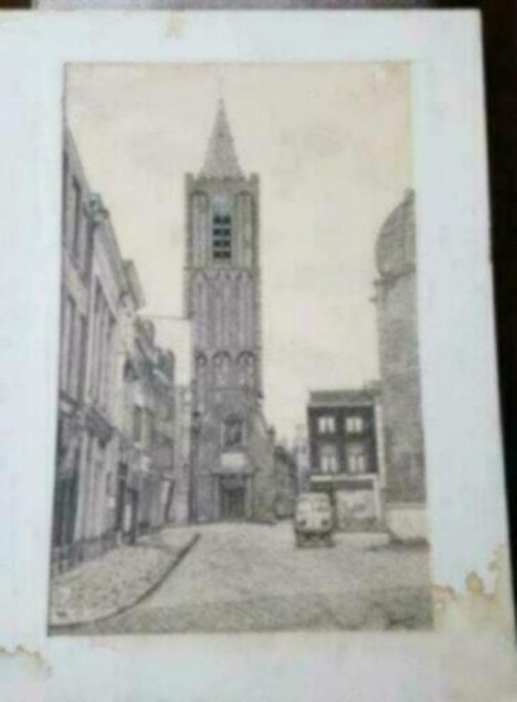 tekening 2 Grote of Sint Janskerk J. v d Most Schiedam 1963, Antiek en Kunst, Kunst | Tekeningen en Foto's, Ophalen