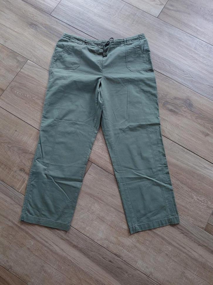 Broek maat 44 katoen , kakigroen, Kleding | Dames, Broeken en Pantalons, Ophalen of Verzenden