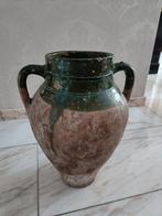 Antieke Turkse oliekruik met groen geglazuurde rand., Ophalen of Verzenden
