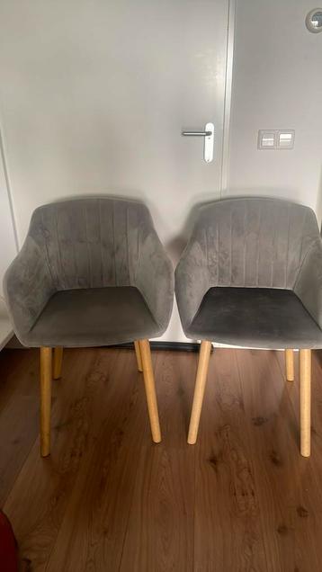2 eetkamer stoelen licht grijs fluweel jysk