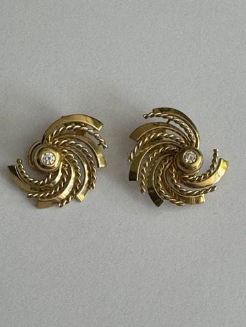 18 KRT.GEEL GOUDEN OORBELLEN MET DIAMANTEN TOTAAL 0,20 CT beschikbaar voor biedingen