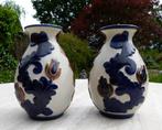 Knodgen Edel Keramik 2 x Vaas 1480 20 Grijs / Blauw / Bruin, Antiek en Kunst, Ophalen of Verzenden