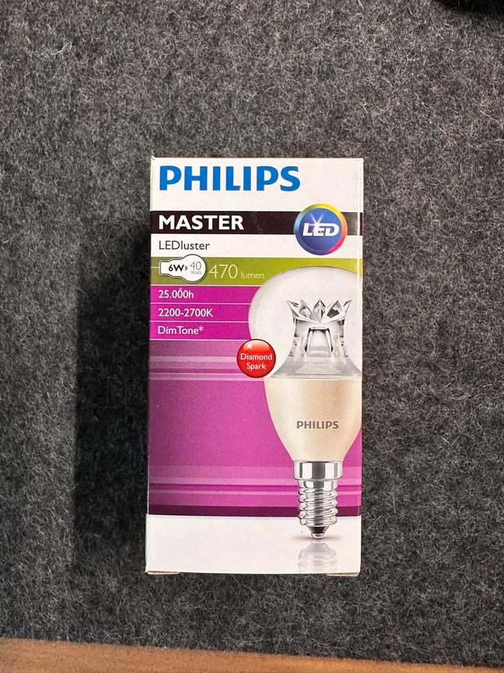 Philips Master LEDluster 6W DimTone Lamp - Nieuw 8 stuks, Huis en Inrichting, Lampen | Hanglampen, Nieuw, Minder dan 50 cm, Glas