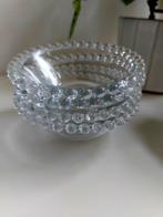 3x vintage kom helder glas parelrand dessert schaaltjes 12cm, Ophalen