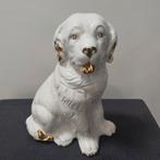 Goud wit vintage beeld hond, Verzamelen, Beelden en Beeldjes, Gebruikt, Dier, Ophalen