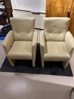 Twee lederen fauteuils met verstelbare rugleunig, Huis en Inrichting, Fauteuils, Ophalen, Gebruikt, Minder dan 75 cm, Leer
