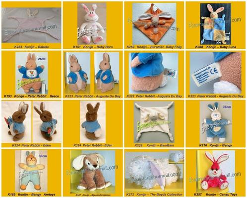 Konijn Konijntje merken B t/m F (zie beschrijving), Kinderen en Baby's, Speelgoed | Knuffels en Pluche, Zo goed als nieuw, Konijn