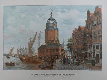 24 / Chromo litho uiit 1910 Haringpakkers toren Amsterdam beschikbaar voor biedingen