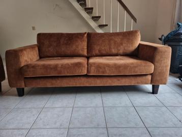 2 Zitsbanken - cognac verlours stof. Ook per stuk te koop! beschikbaar voor biedingen