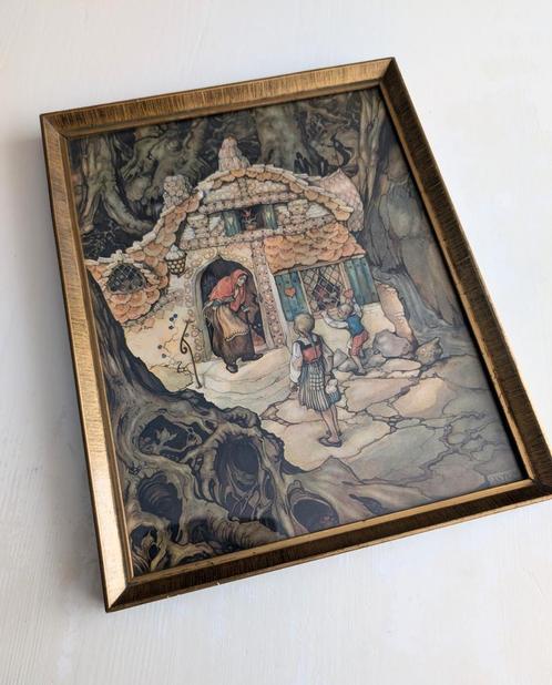 Anton Pieck Hans en Grietje print in lijst, Antiek en Kunst, Kunst | Tekeningen en Foto's, Ophalen of Verzenden