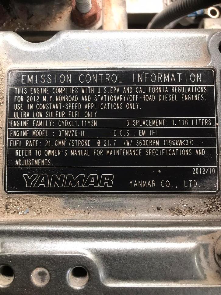 Yanmar 3TNV76-HMF 980 u uit las aggregaat mosa, Doe-het-zelf en Verbouw, Motoren, Gebruikt, Dieselmotor, 1400 tot 1800 rpm, Ophalen
