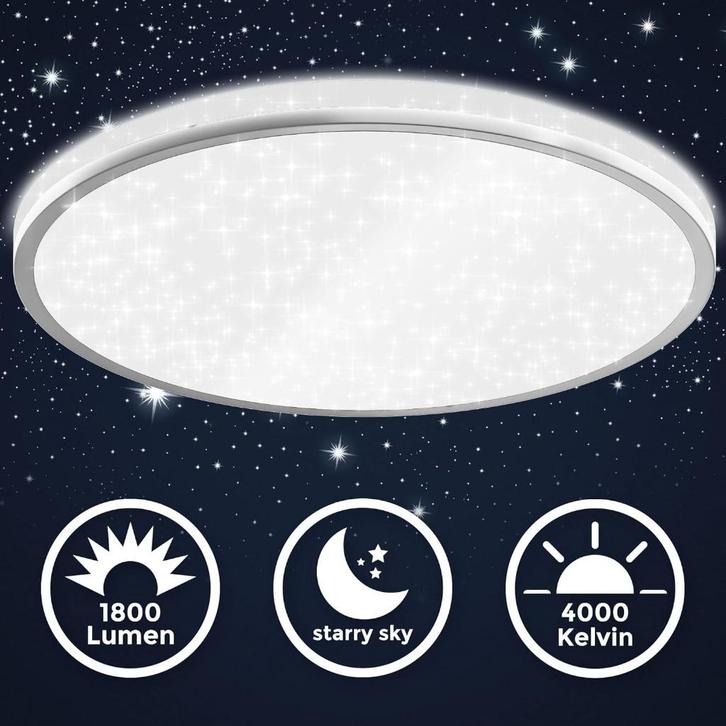 B.K.Licht Led-plafondlamp 18 watt sterreneffect 33 cm ,4000K, Huis en Inrichting, Lampen | Losse lampen, Nieuw, Led-lamp, Minder dan 30 watt