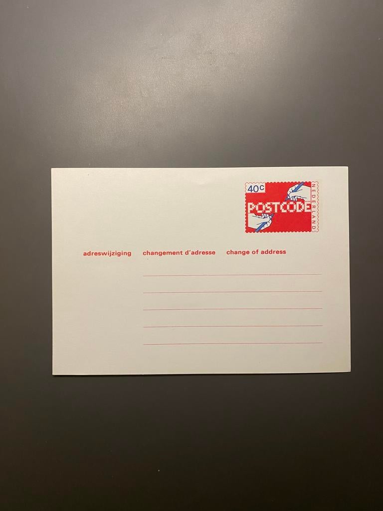 2 briefkaarten Nederland postfris - adreswijziging -, Ophalen of Verzenden, Postfris, Overige thema's