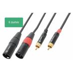 PD Connex Kabel 2x XLR Male - 2x RCA 6m Black, Ophalen, Gebruikt, Speaker of Versterker