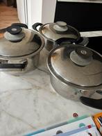 AMC kookpan 3x met deksel, Huis en Inrichting, Keuken | Potten en Pannen, Ophalen of Verzenden, Gebruikt, Rvs, Kookpan of Snelkookpan