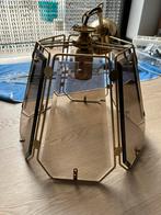 Franse hanglamp van messing en rookglas ‘70, Huis en Inrichting, Lampen | Hanglampen, Ophalen, Zo goed als nieuw, Minder dan 50 cm