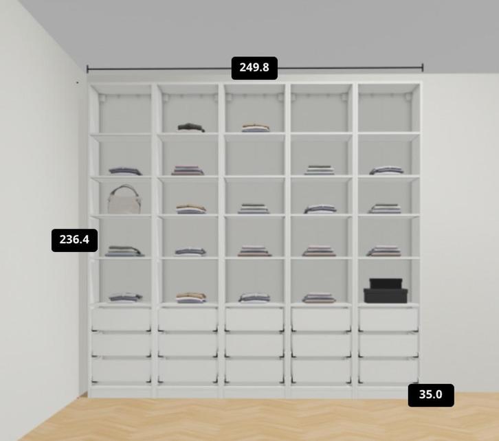 Te koop volledige inloopkast Pax, Huis en Inrichting, Kasten | Kledingkasten, Zo goed als nieuw, 200 cm of meer, 50 tot 75 cm