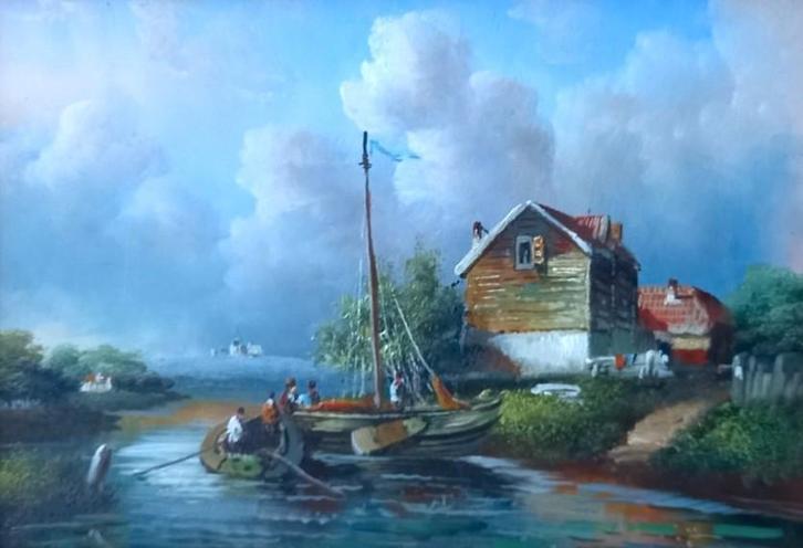 Friese Tjalk, Antiek en Kunst, Kunst | Schilderijen | Klassiek, Ophalen of Verzenden